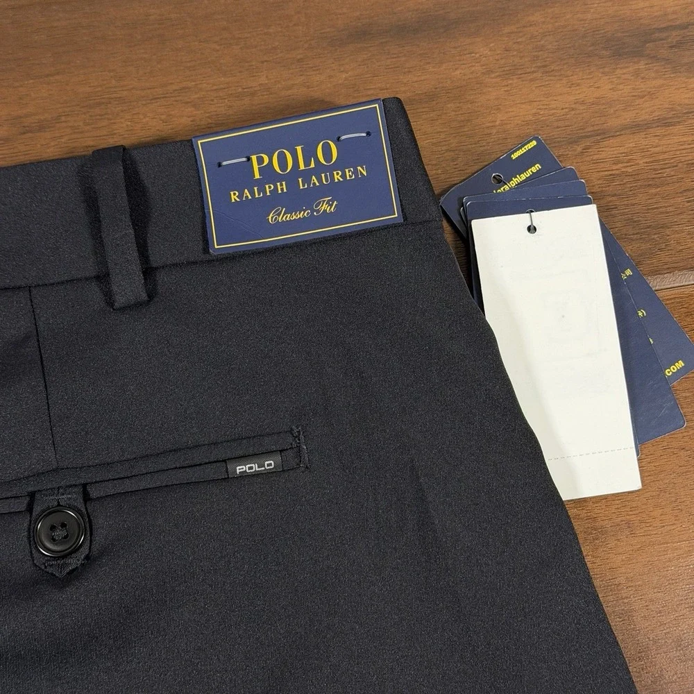 Polo Ralph Lauren Men's Size 42 T Tall Black Performance Tech Flat Front Pants